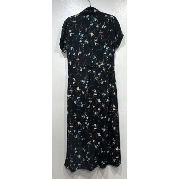 Vintage CAROL ANDERSON 90s Floral Short Sleeve Button Down Maxi Dress Tie Back - Picture 8 of 10